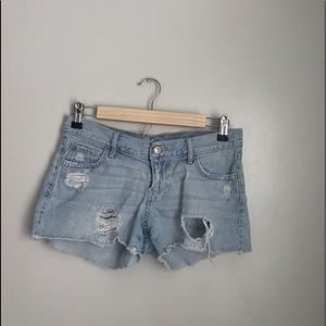 Denim distressed shorts